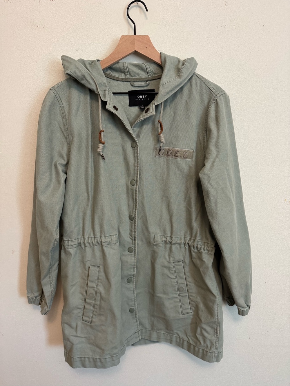 Obey Women's Hooded Military Jacket in Sage Green